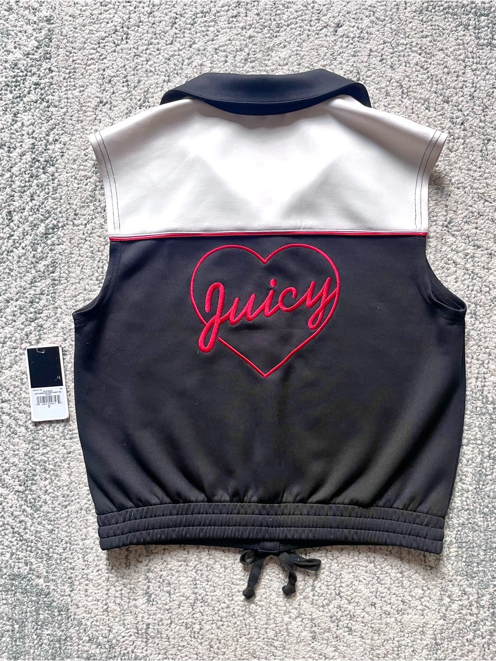 Y2K Juicy Couture Black Label Heart Embroidery Tricot Top / Vest Sleeveless